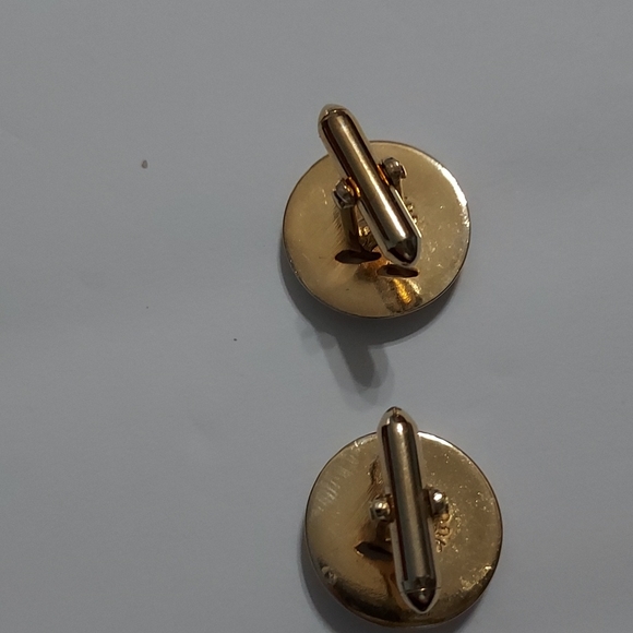 Swank double teardrops cuff links brushed goldtone medal for French cuff shirt - Picture 3 of 3